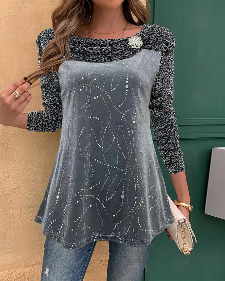 Long Sleeve Leopard Print Top