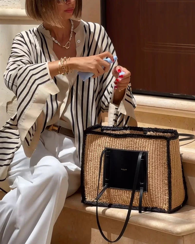 Casual Split Stripe Shirt