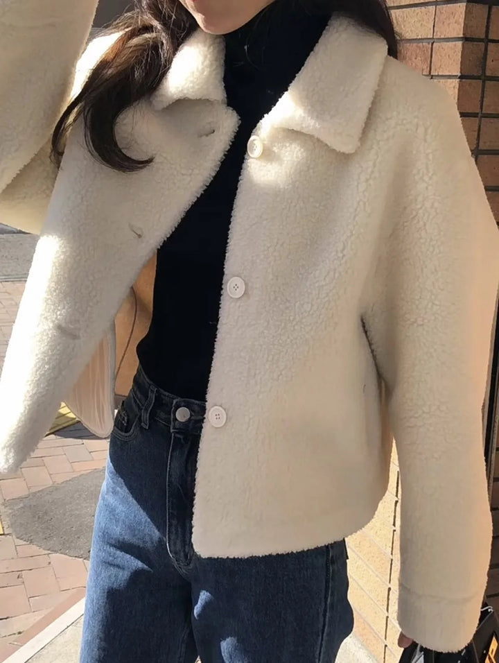 Magaly | Long sleeve fashionable white winter coat for women