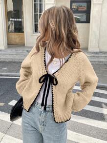 Eloria™ Lace-Up Cardigan – Cozy Elegance with Crocheted Charm | Shop Yours Today