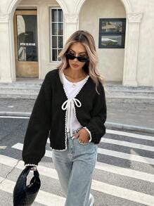 Eloria™ Lace-Up Cardigan – Cozy Elegance with Crocheted Charm | Shop Yours Today