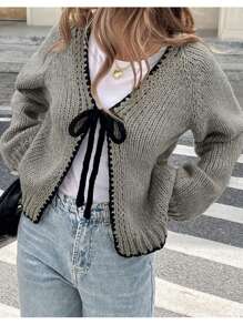 Eloria™ Lace-Up Cardigan – Cozy Elegance with Crocheted Charm | Shop Yours Today