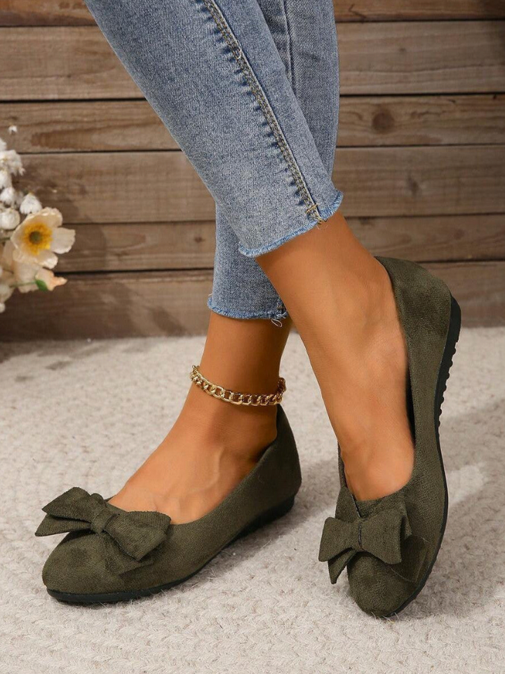 Women’s Bow Detail Ballet Flats – Soft Slip-On Round Toe Casual Shoes
