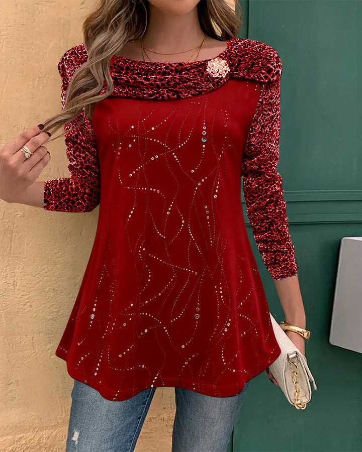 Long Sleeve Leopard Print Top