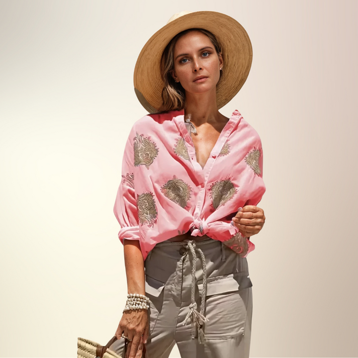 Gaby | Embroidered Button-Down Shirt