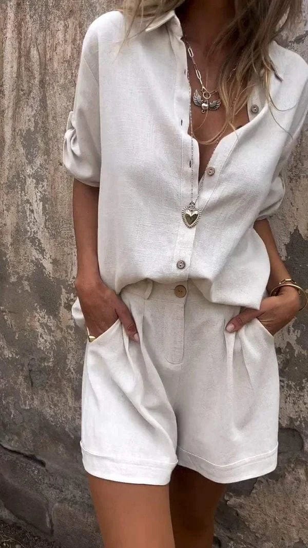 Marah – Relaxed Button-Up Shorts Set