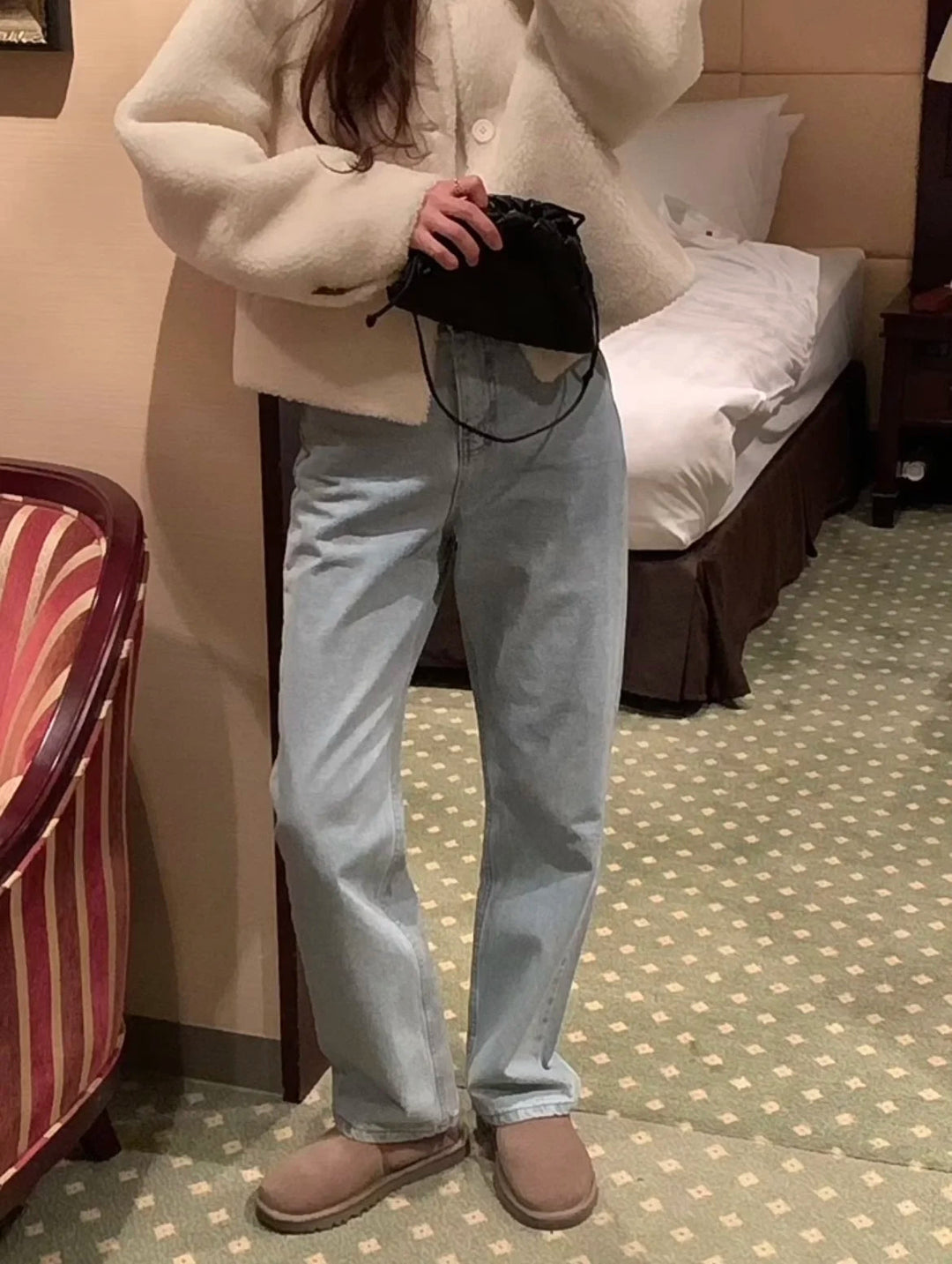 Magaly | Long sleeve fashionable white winter coat for women