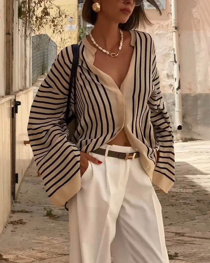 Casual Split Stripe Shirt