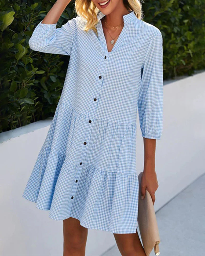 Primrose – Buttoned Gingham Day Dress