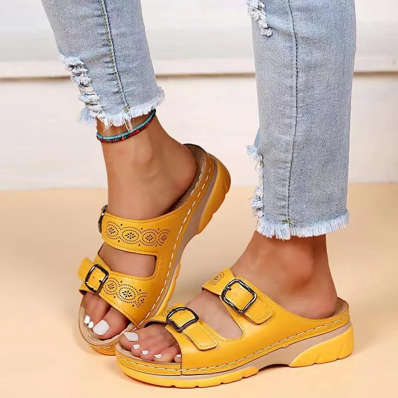 Women's Orthopedic Slide Sandals with Adjustable Buckle Straps