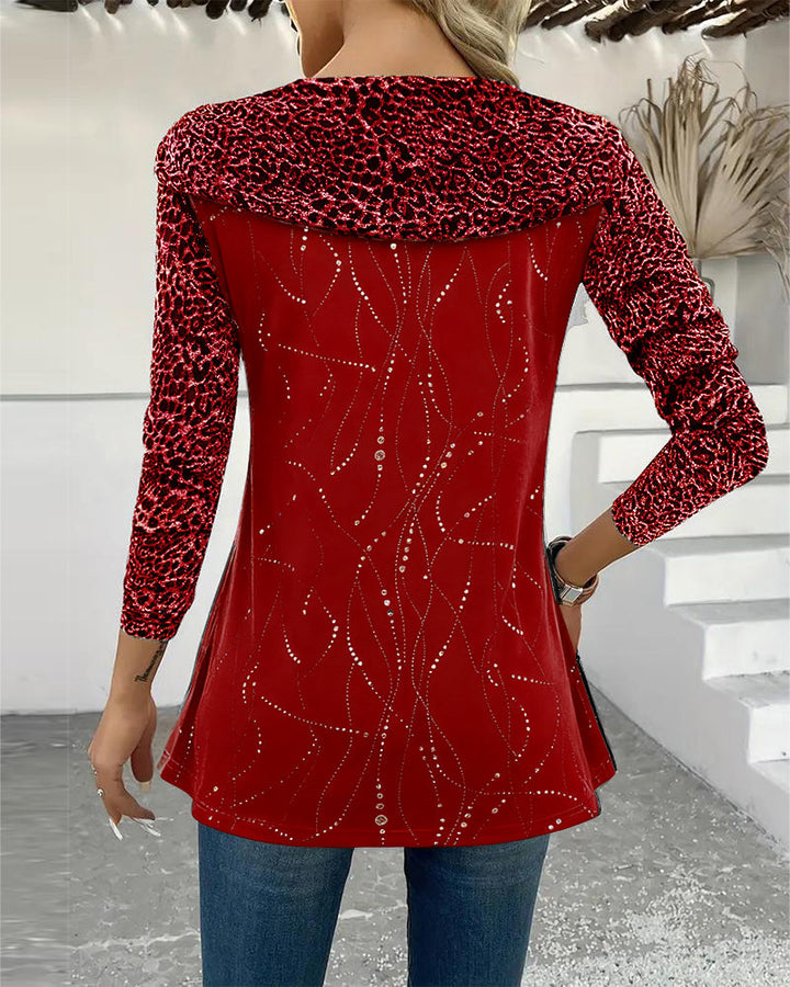 Long Sleeve Leopard Print Top