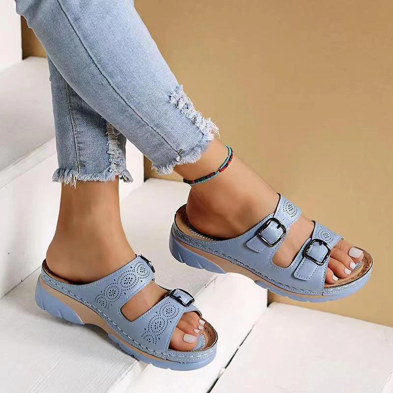 Women's Orthopedic Slide Sandals with Adjustable Buckle Straps