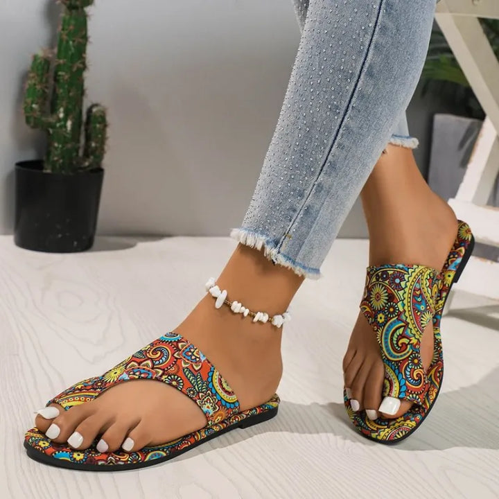 Women's Plus Size Roman Style Slippers Ethnic Pattern Flat Sandals