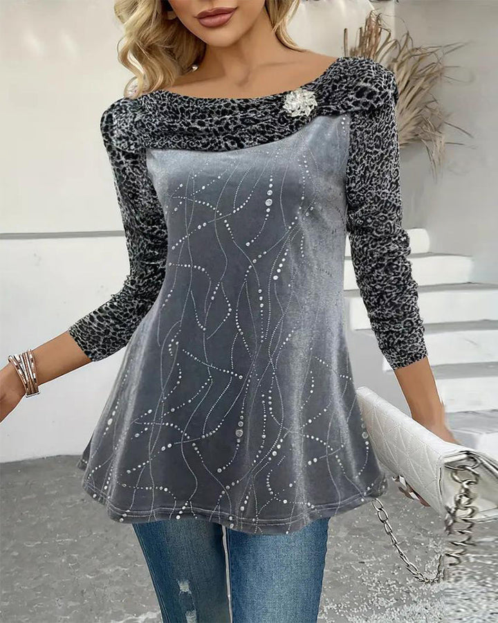 Long Sleeve Leopard Print Top