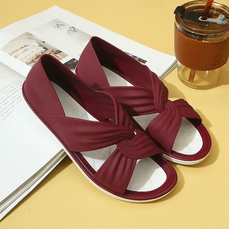 Women’s Comfortable Knot Design Sandals Slip On Soft Sole Summer Slides