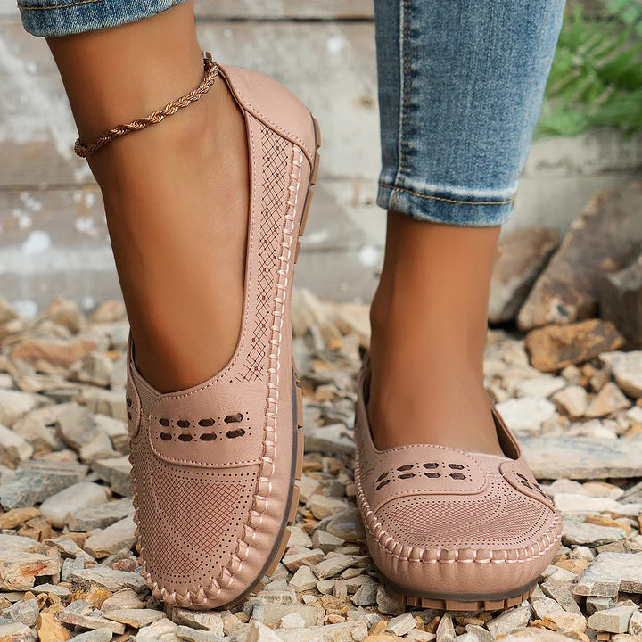 Women's Slip-On Loafers with Comfort Sole and Contrast Stitching