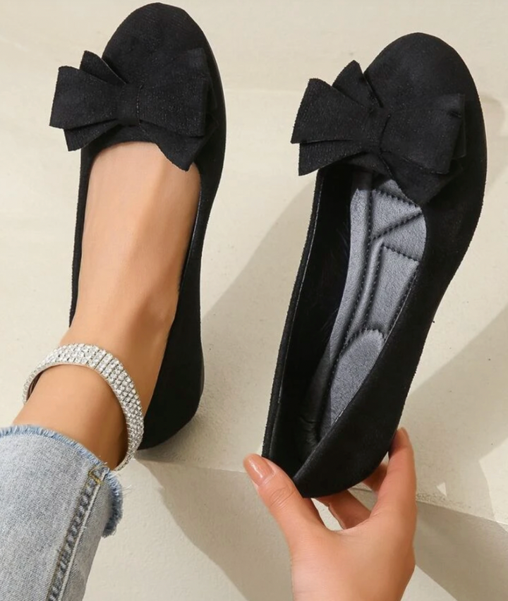 Women’s Bow Detail Ballet Flats – Soft Slip-On Round Toe Casual Shoes