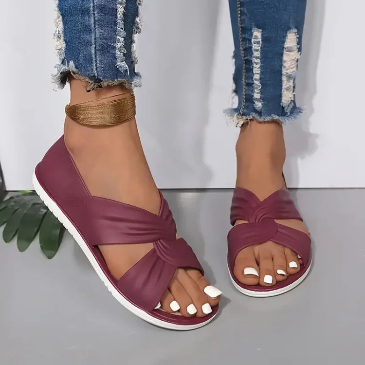 Women’s Comfortable Knot Design Sandals Slip On Soft Sole Summer Slides