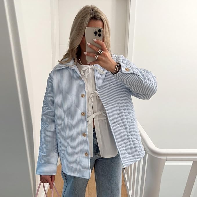 Cavora™ Striped Cotton Coat – Relaxed Comfort with Everyday Elegance | Shop Yours Today