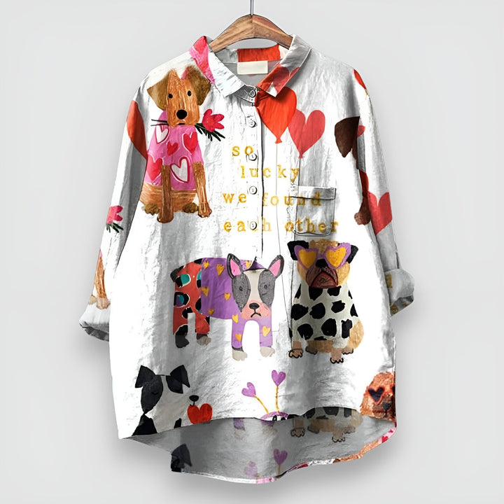 GERDA | Dog Print Blouse