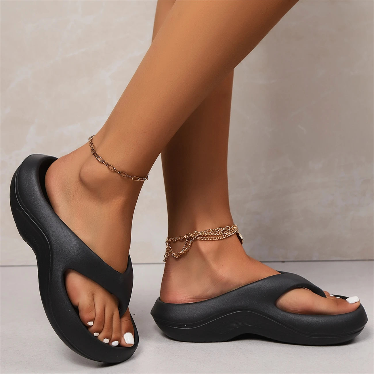 Women's Cushioned Platform Slippers with Ergonomic Sole Design