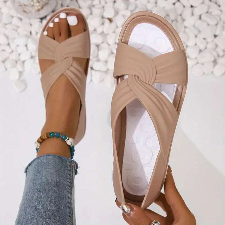 Women’s Comfortable Knot Design Sandals Slip On Soft Sole Summer Slides