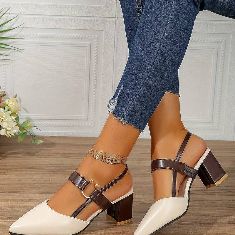 Women’s Orthopedic Block Heels – Stylish Pointed Toe Slingbacks