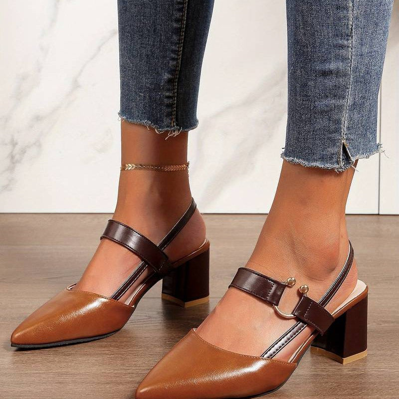 Women’s Orthopedic Block Heels – Stylish Pointed Toe Slingbacks