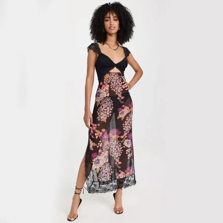 Selviera™ Lace Strap Maxi Dress – Summer Elegance with Floral Charm | Shop Yours Today