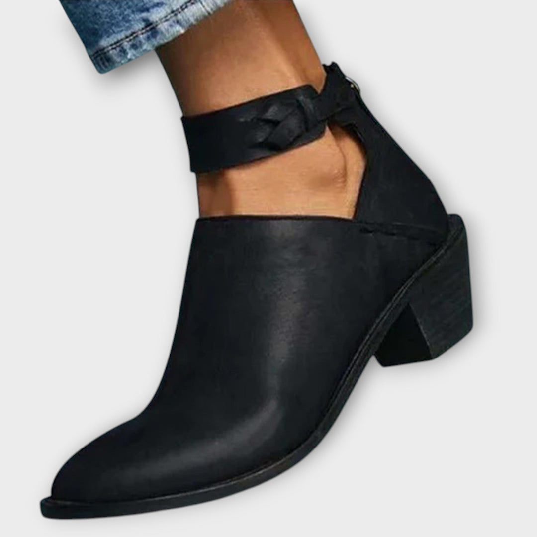 Modern Cutout Leather Ankle Boots