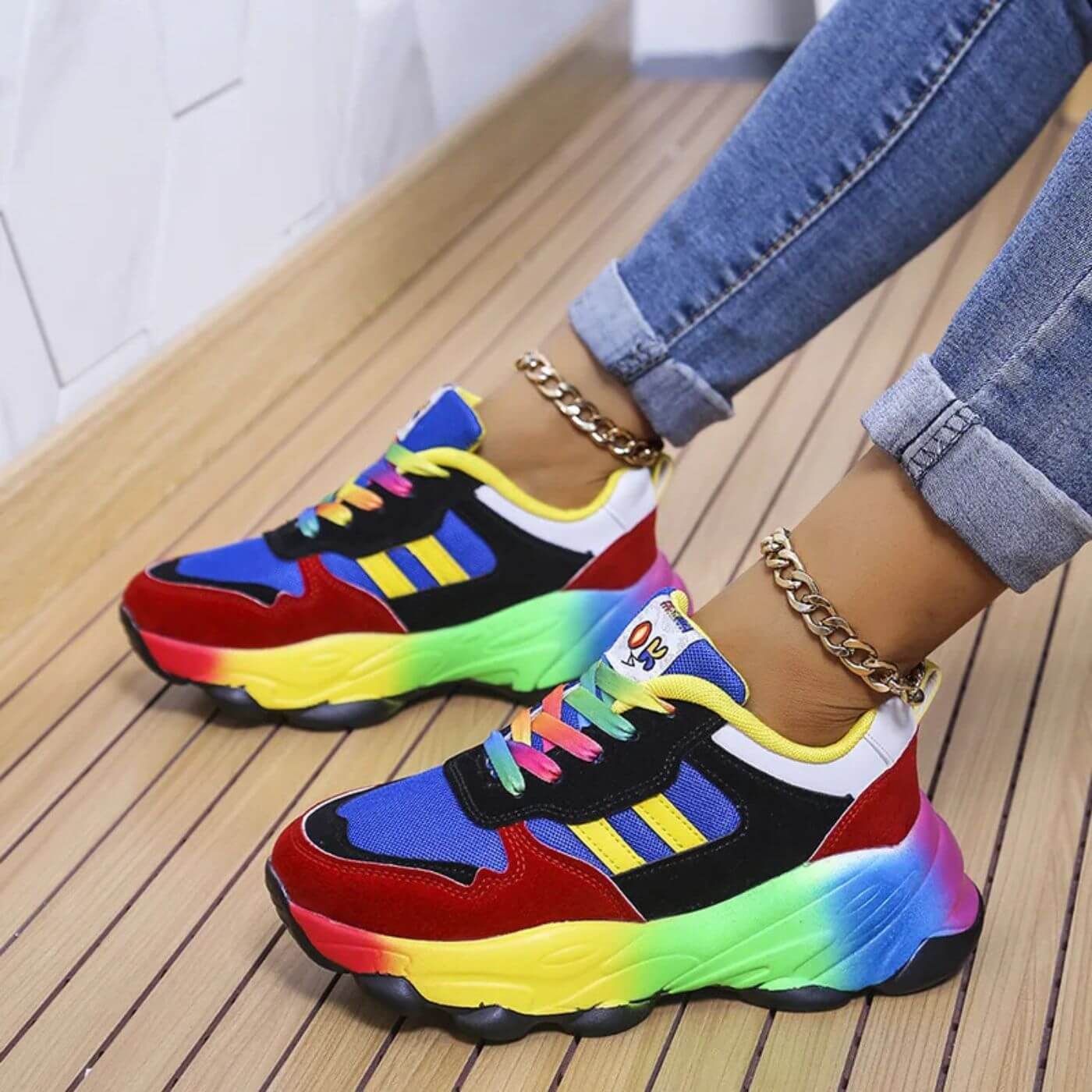 Women's Rainbow Chunky Sneakers