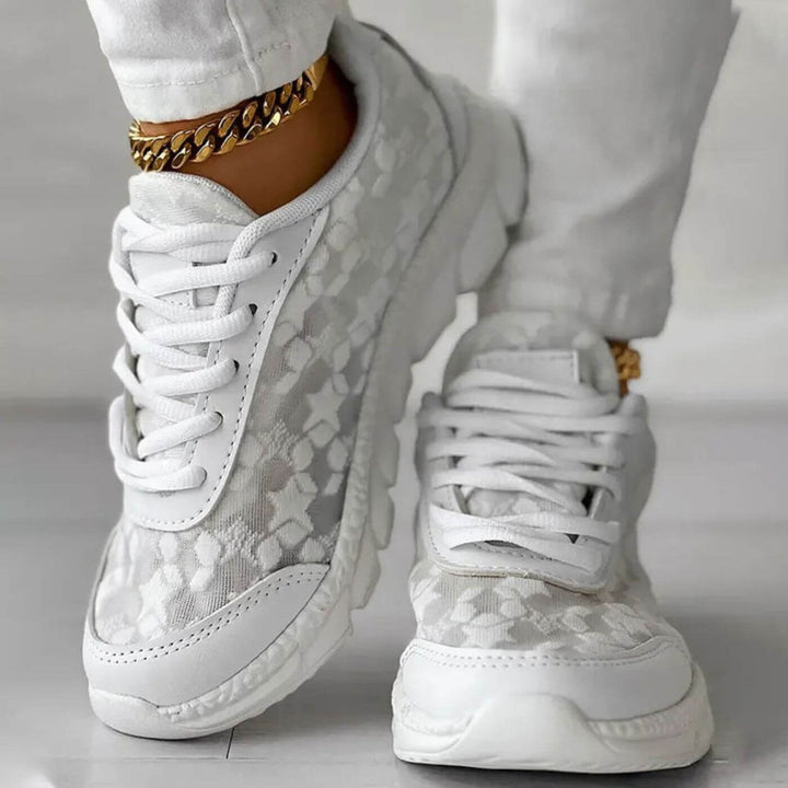 Women's Lace Mesh Sneakers with Cushioned Sole