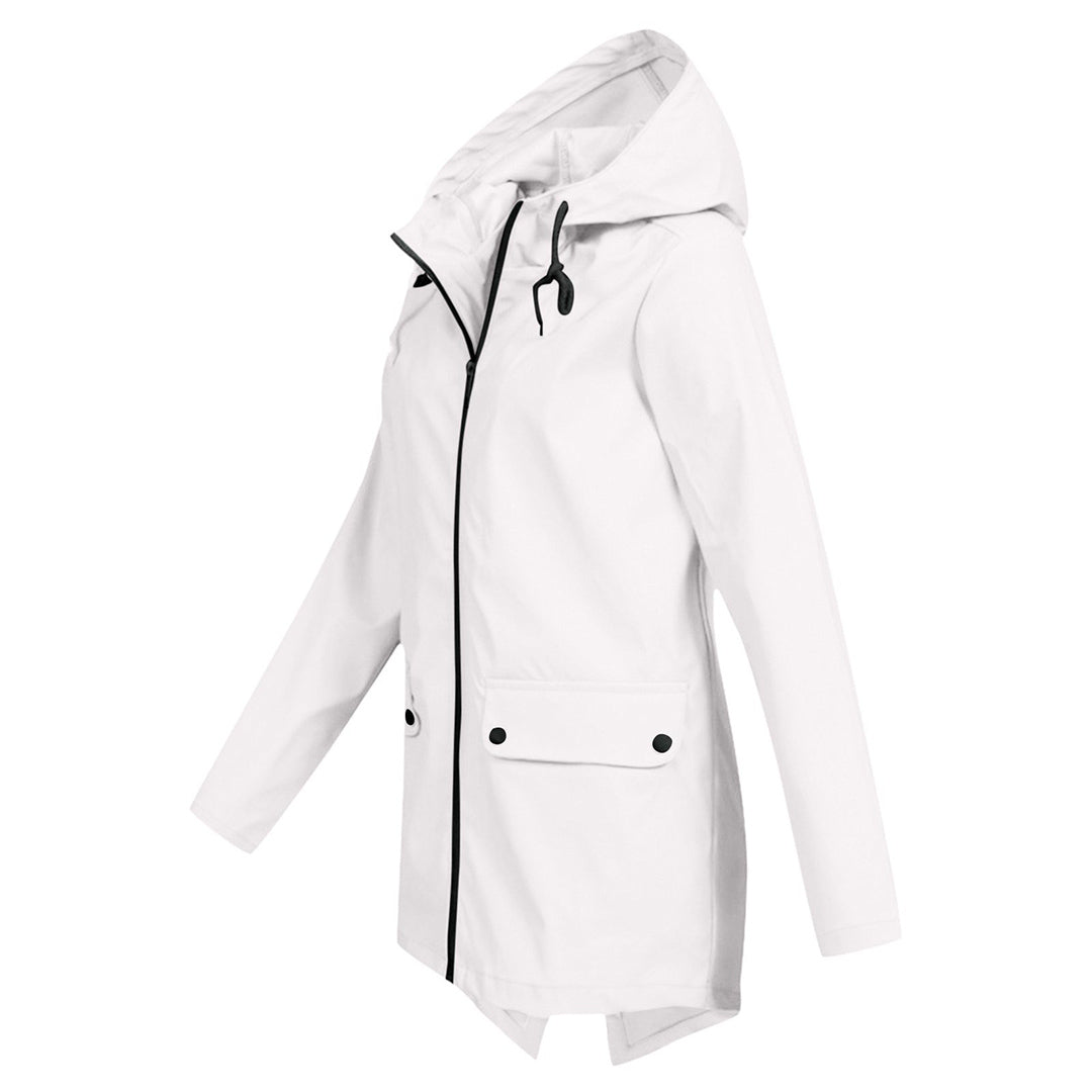Women's Long Hooded Raincoat for Winter
