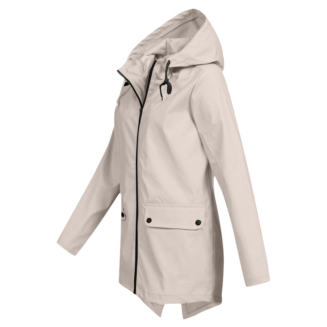 Women's Long Hooded Raincoat for Winter