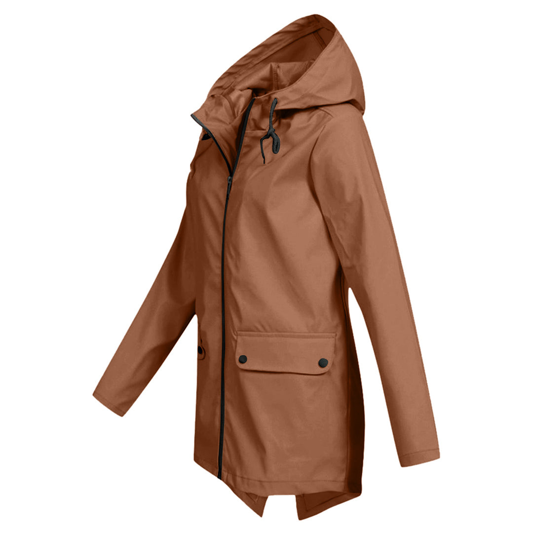 Women's Long Hooded Raincoat for Winter