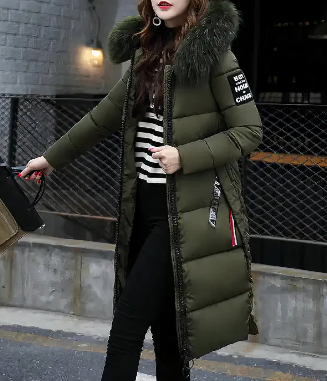 Joaquina® | Long coat with fur collar