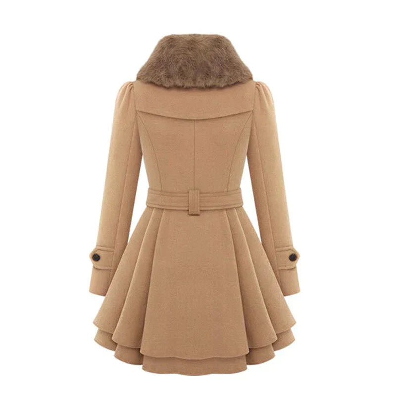 Antonella  | Chic trench coat with vegan fur for a luxurious look