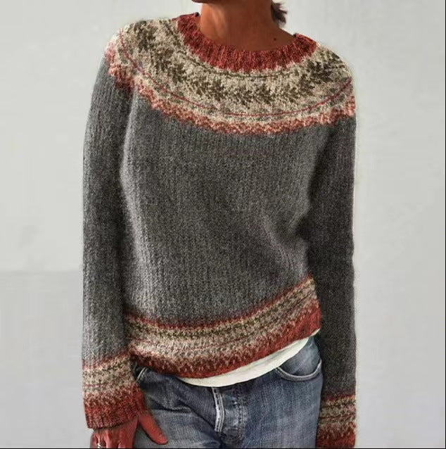 Women's colorful knit sweater for cozy autumn vibes