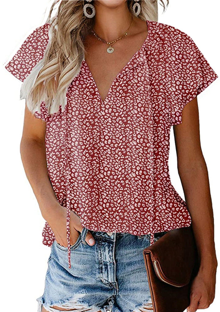 Ifedayo – Printed V-Neck Flutter Top