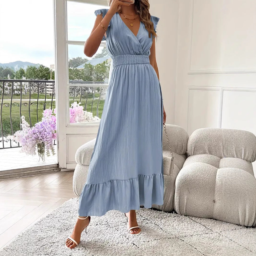 Terry – Ruffle Sleeve Smocked Midi Dress