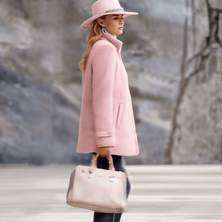 Casual Vintage Pink Polar Fleece Zip-Up Jacket Coat