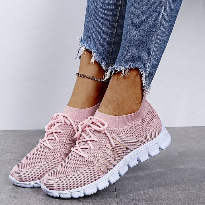 Women’s Ergonomic Slip-On Shoes with Breathable Mesh and Laces