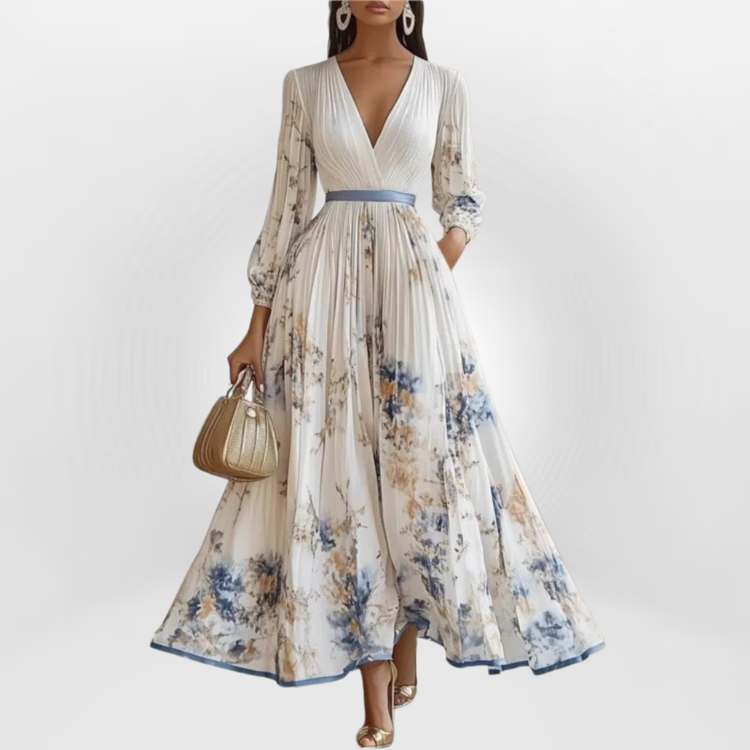 Delyth – Pleated Wrap Maxi Dress