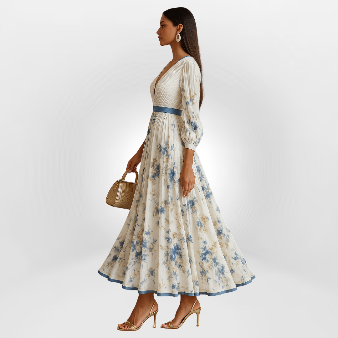 Delyth – Pleated Wrap Maxi Dress