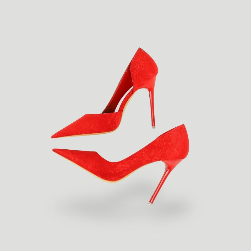 Women's Pointed Stiletto Heels with Textured Luxury Finish