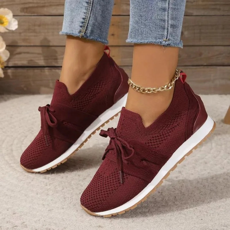 Women’s Orthopedic Mesh Lace-Up Sneakers – Supportive Walking Shoes