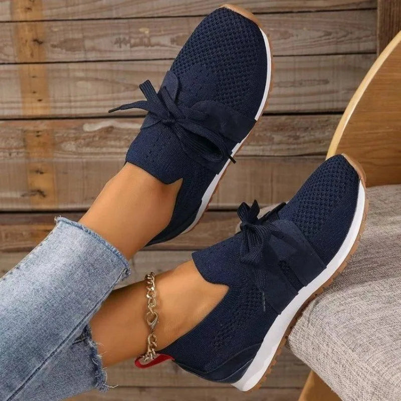 Women’s Orthopedic Mesh Lace-Up Sneakers – Supportive Walking Shoes