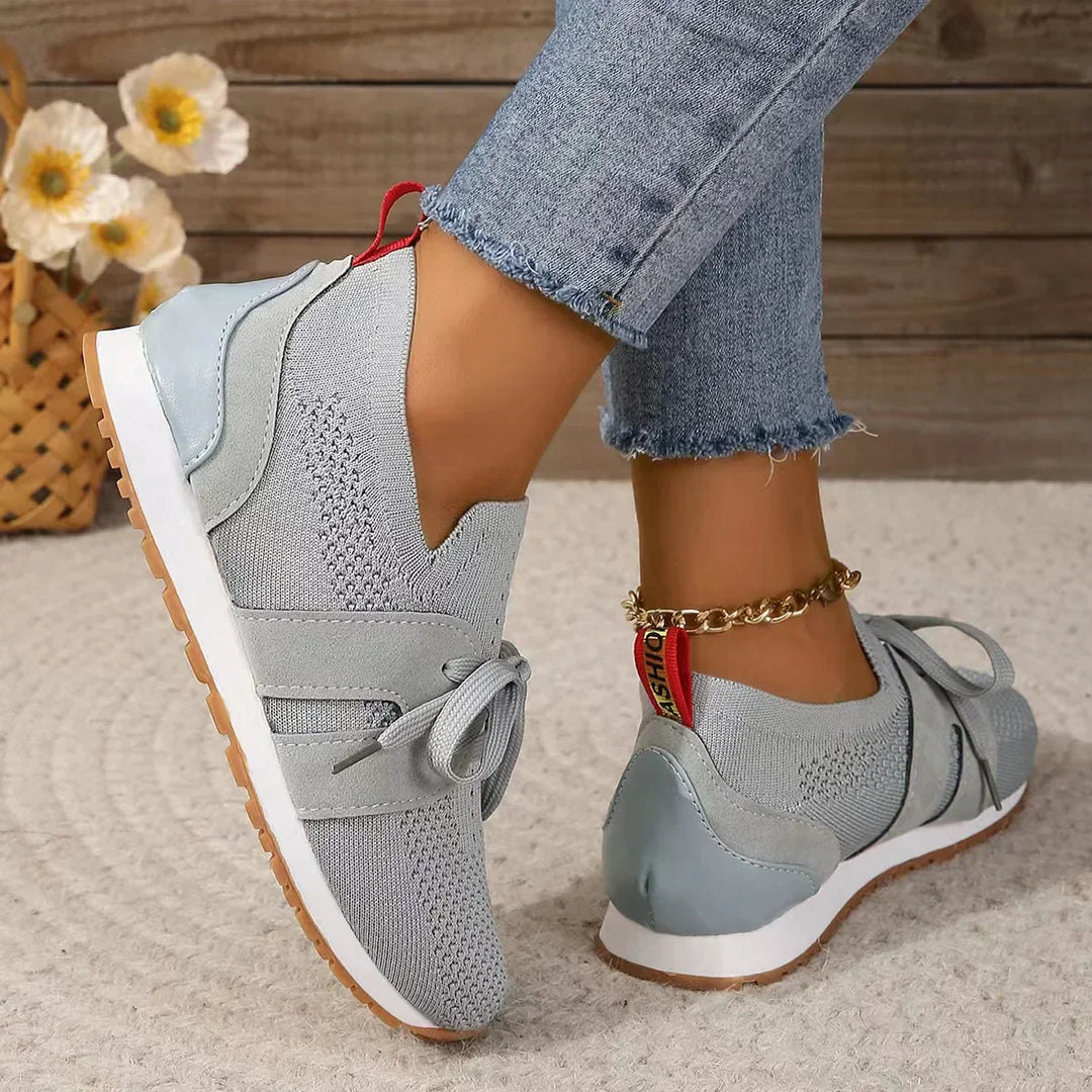 Women’s Orthopedic Mesh Lace-Up Sneakers – Supportive Walking Shoes