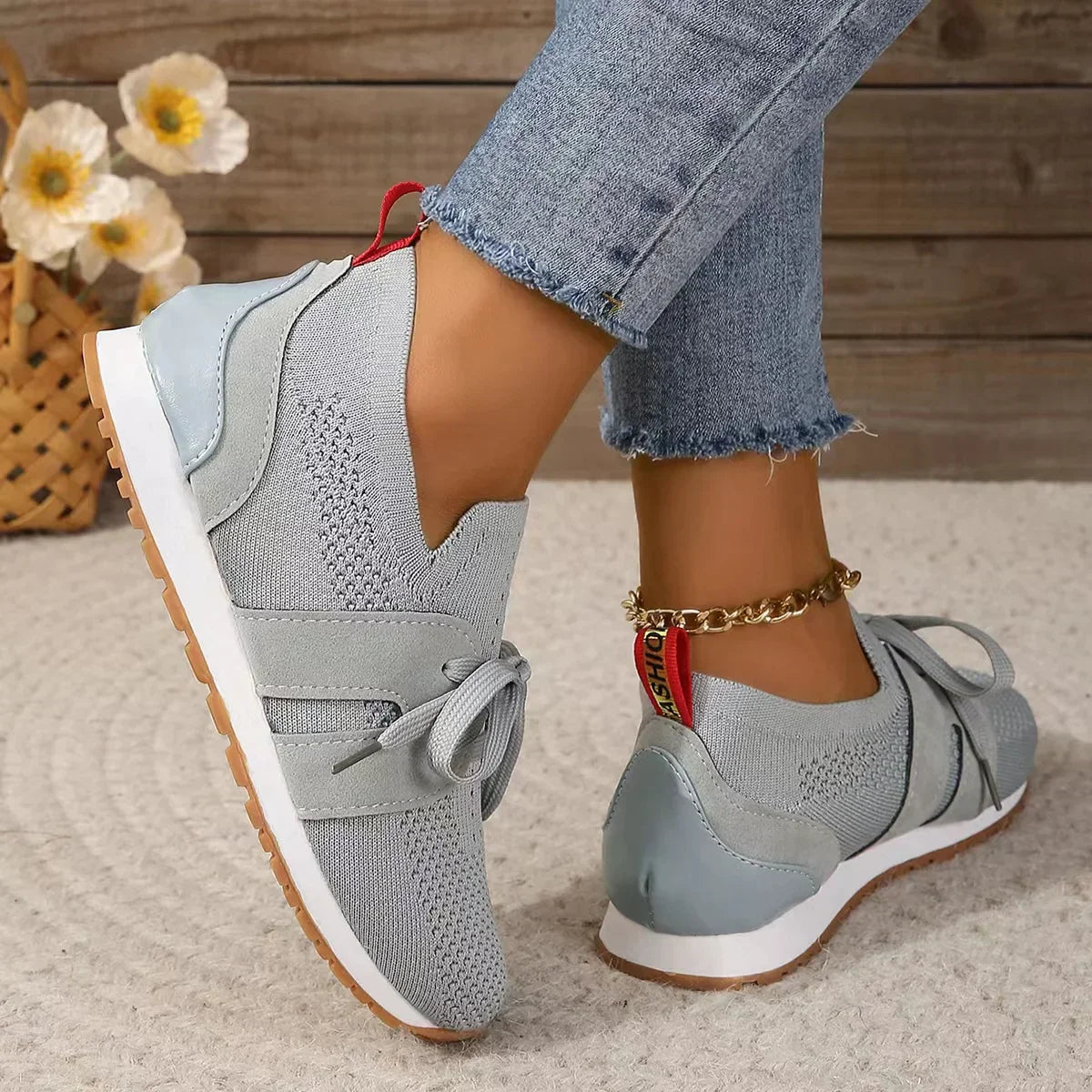 Women’s Orthopedic Mesh Lace-Up Sneakers – Supportive Walking Shoes