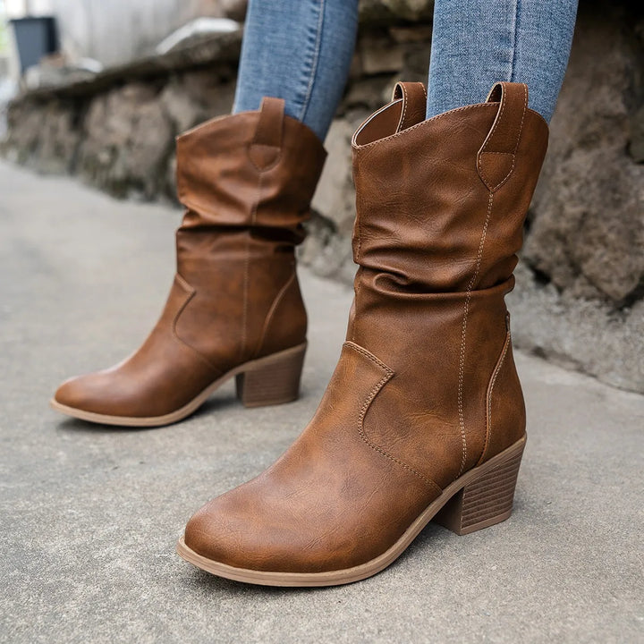 Women's Western-Inspired Slouchy Mid-Shaft Boots